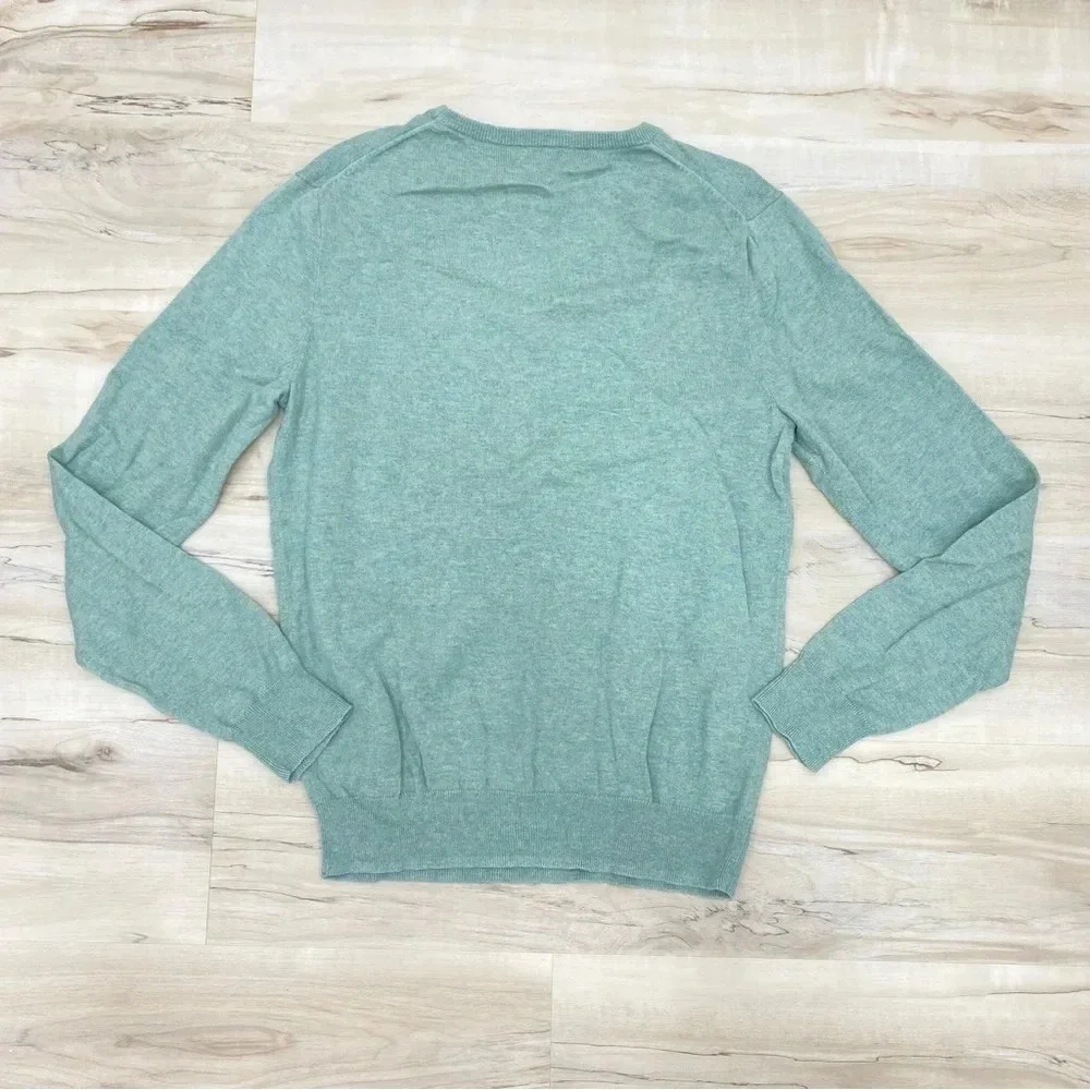 J.CREW Harbor Cotton Basic Green Sweater Merino blend Sz Medium